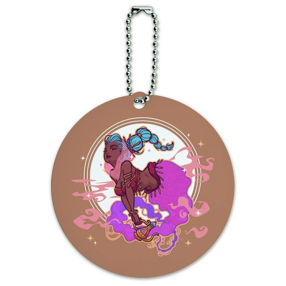 Sexy Jinn Djinn Genie Woman With Lamp Round Luggage ID Tag Card Suitcase Carry-On