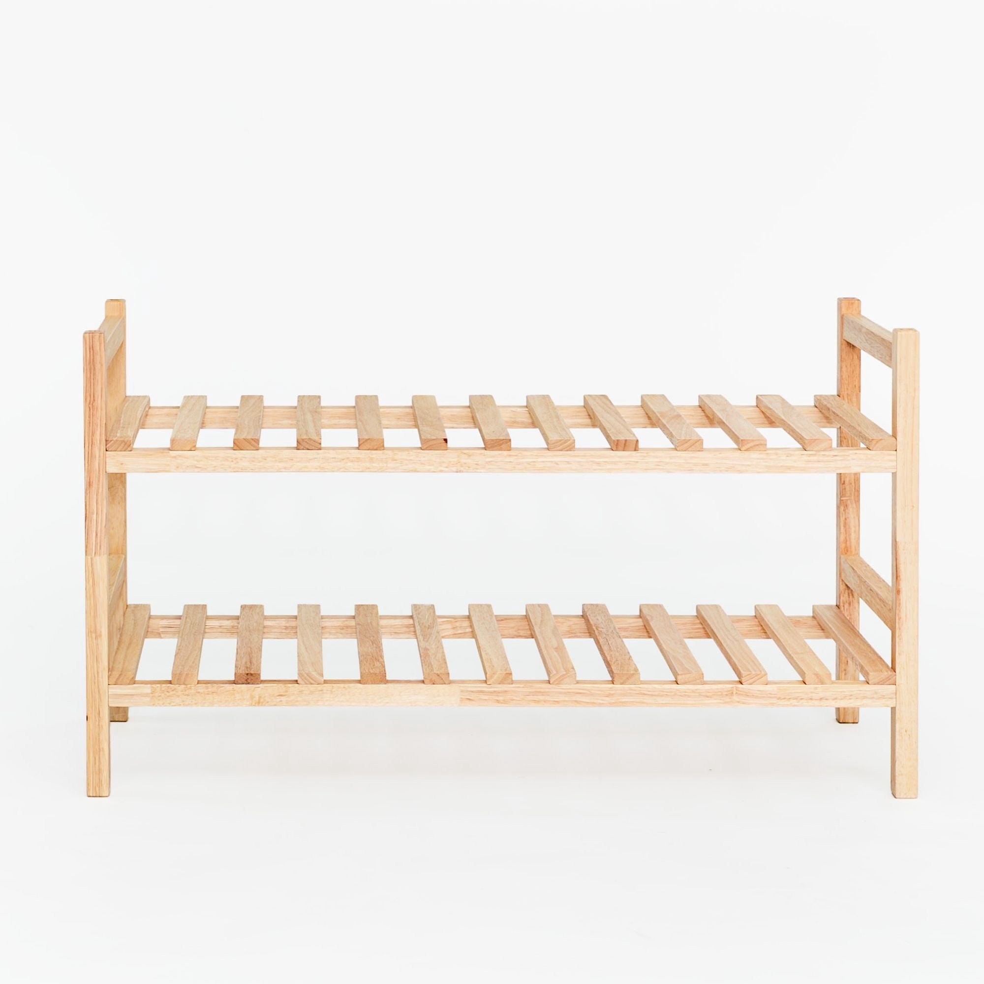 PJ Wood Stackable Wood Shoe Rack Organizer Shelf Closet Entryway Bedroom, Natural