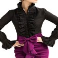 thumbnail image 1 of Victorian Womens Long Sleeves Tops High Neck Frilly Ruffle Shirt Blouse, 1 of 6