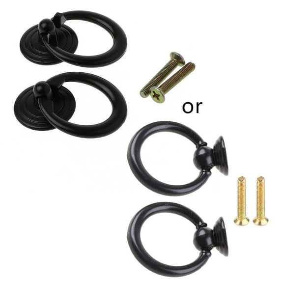 2 Pcs Cabinet Drawer Pulls Antique Cupboard Handle Vintage Ring Pulls Durable