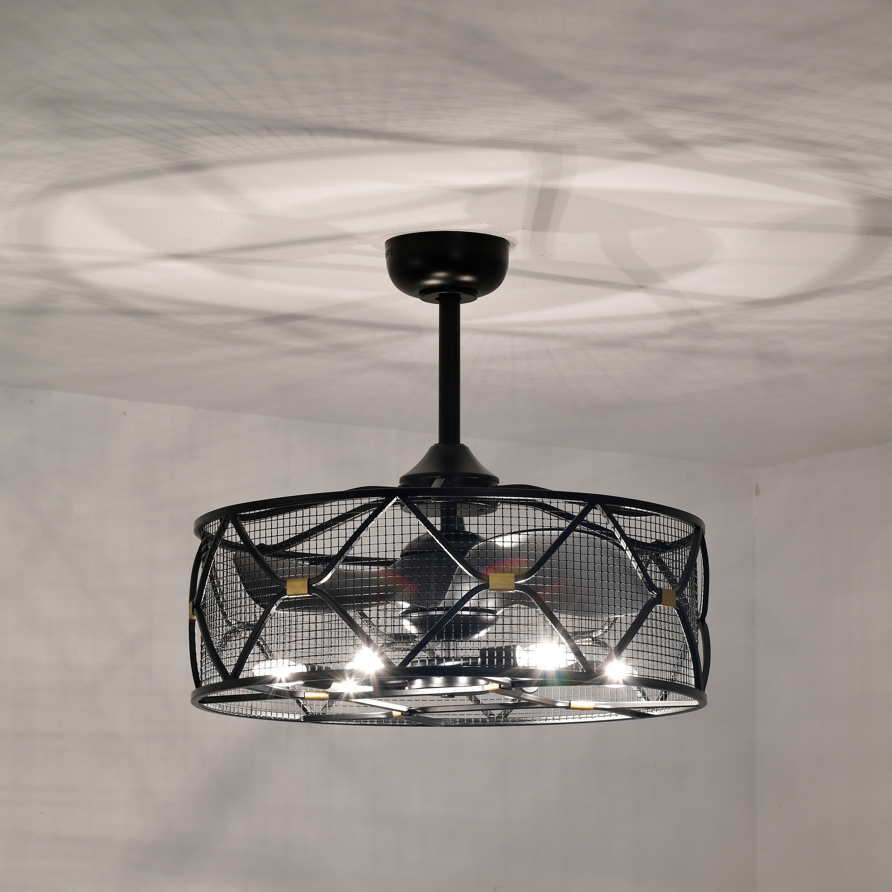 Nelle 24.3 in. Indoor Black Finish Ceiling Fan with Light Kit and Remote