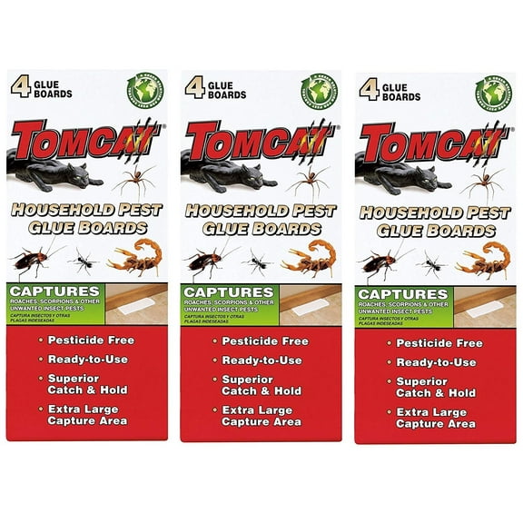 Tomcat Household Pest Glue Boards, for Roaches, Insects, Scorpions, and Spiders 3 Pack