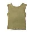 thumbnail image 5 of Women's Padded Tank Top with Built-in Bra and Wide Straps Featuring Round Neck Cropped Design Green S, 5 of 8