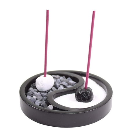 Zen Home Decor - Tabletop Taiji Yin Yang Zen Garden Sand Rock Candle Incense Burner Home Decor NEW -D