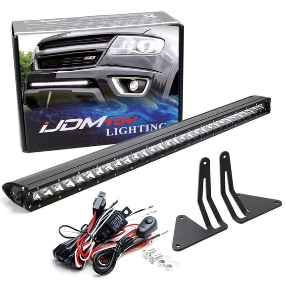 Lower Grille Mount 30-Inch LED Light Bar For 2015-up Chevrolet Colorado or GMC Canyon, Includes 150W LED Lightbar, Bumper Opening Mount Brackets & On/Off Switch Wiring Kit