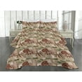 thumbnail image 2 of Ambesonne Jungle Boho Quilted Bedspread Set 3 Pcs, Vintage Grunge Leaves, Queen, Cocoa Maroon Reseda Green, 2 of 4
