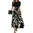 thumbnail image 3 of Womens Short Sleeve Maxi Dresses Empire Waist Long Dress Black L, 3 of 5
