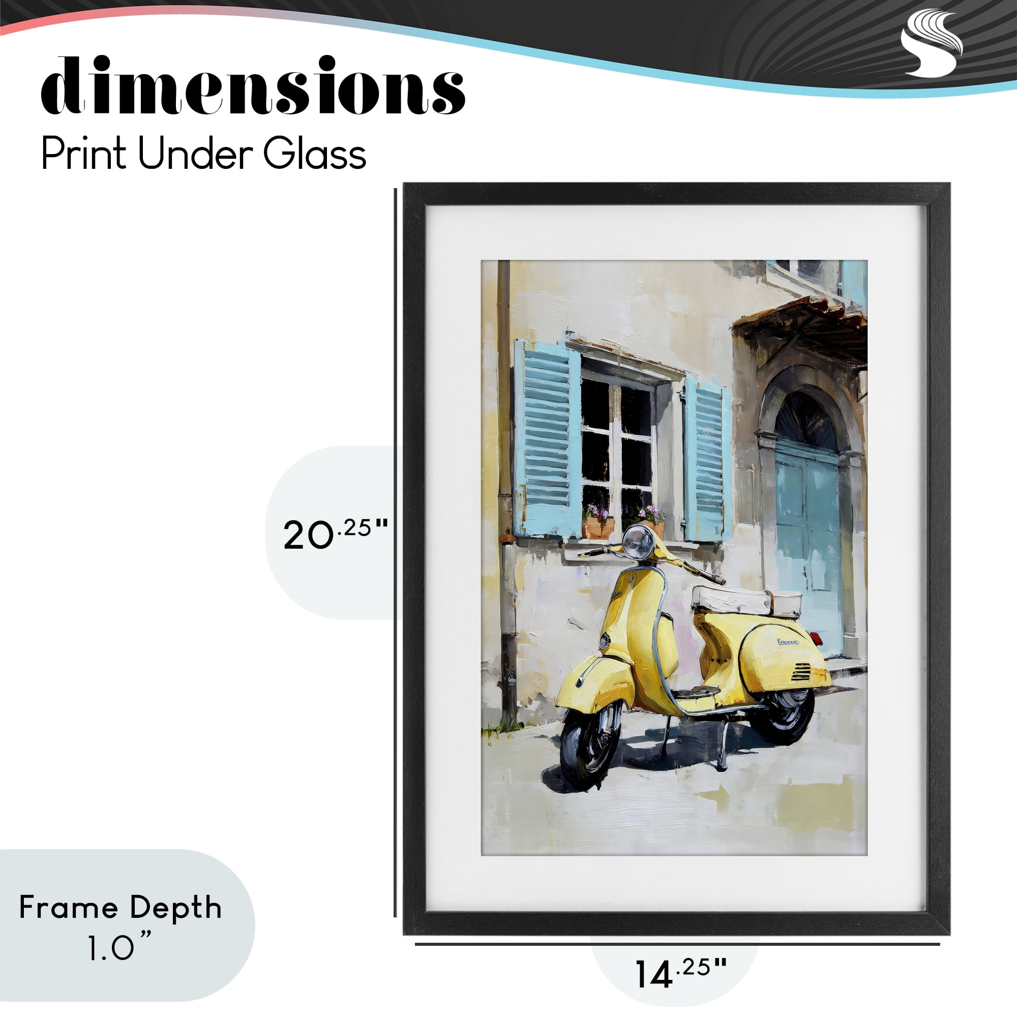 Stupell Industries Sunny Day Scooter Ride Black Framed Print Under Glass, design by Petal Prints Design
