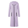 thumbnail image 4 of Women's Long Lightweight Drawstring Hooded Cardigan Coat, Thin Layer Zip Pocket Detail Loose Fit Outerwear for Spring Summer Wear, Casual Daily Use and Travel Essential Light Violet XXL, 4 of 5