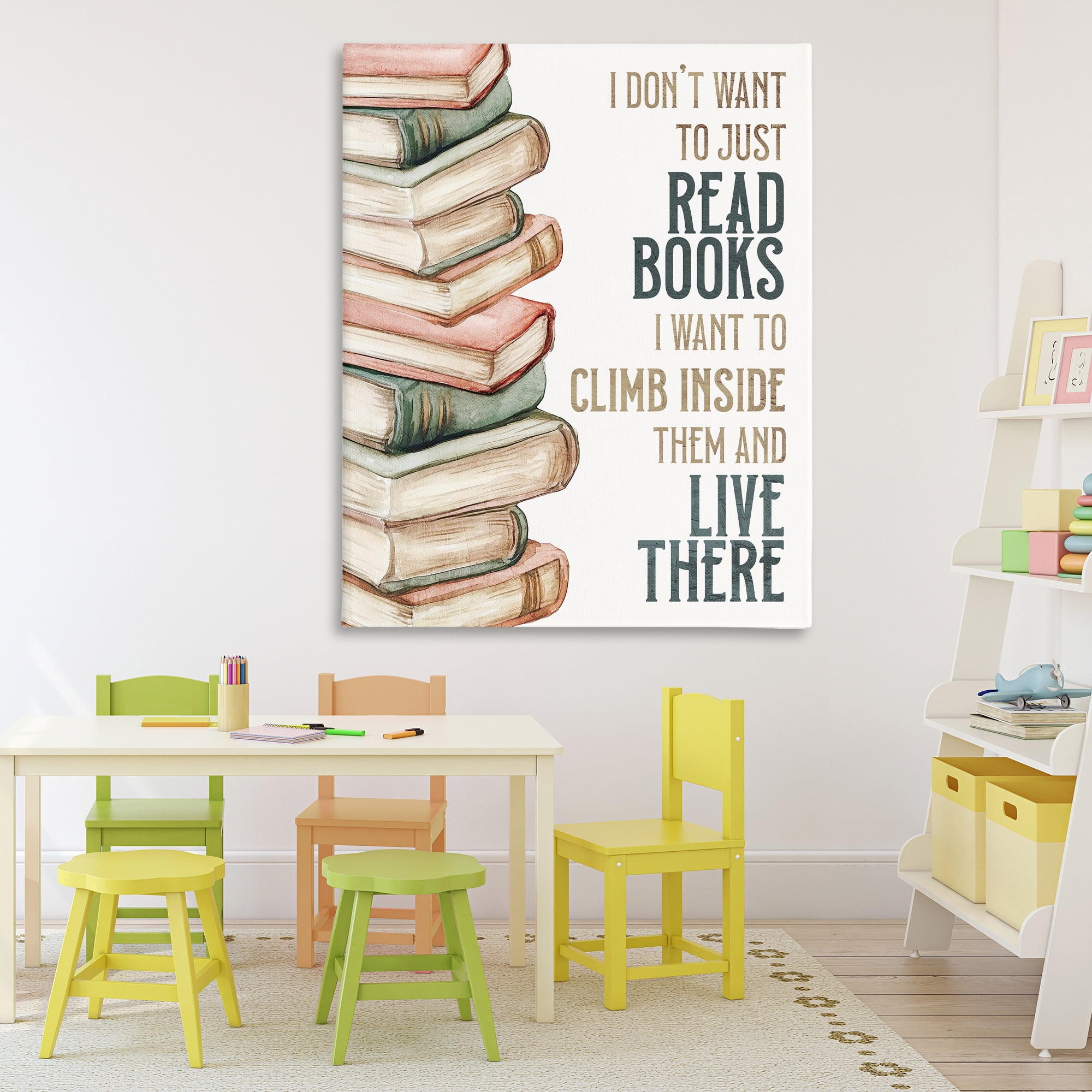 Stupell Industries Climb Inside Books & Live There Canvas Wall Art, design by Kim Allen