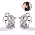 thumbnail image 1 of 1 par de joyas de piedra natal de ratón, aretes de cristal chapados en plata para mujeres y niñas Xemadio 221866, 1 of 9
