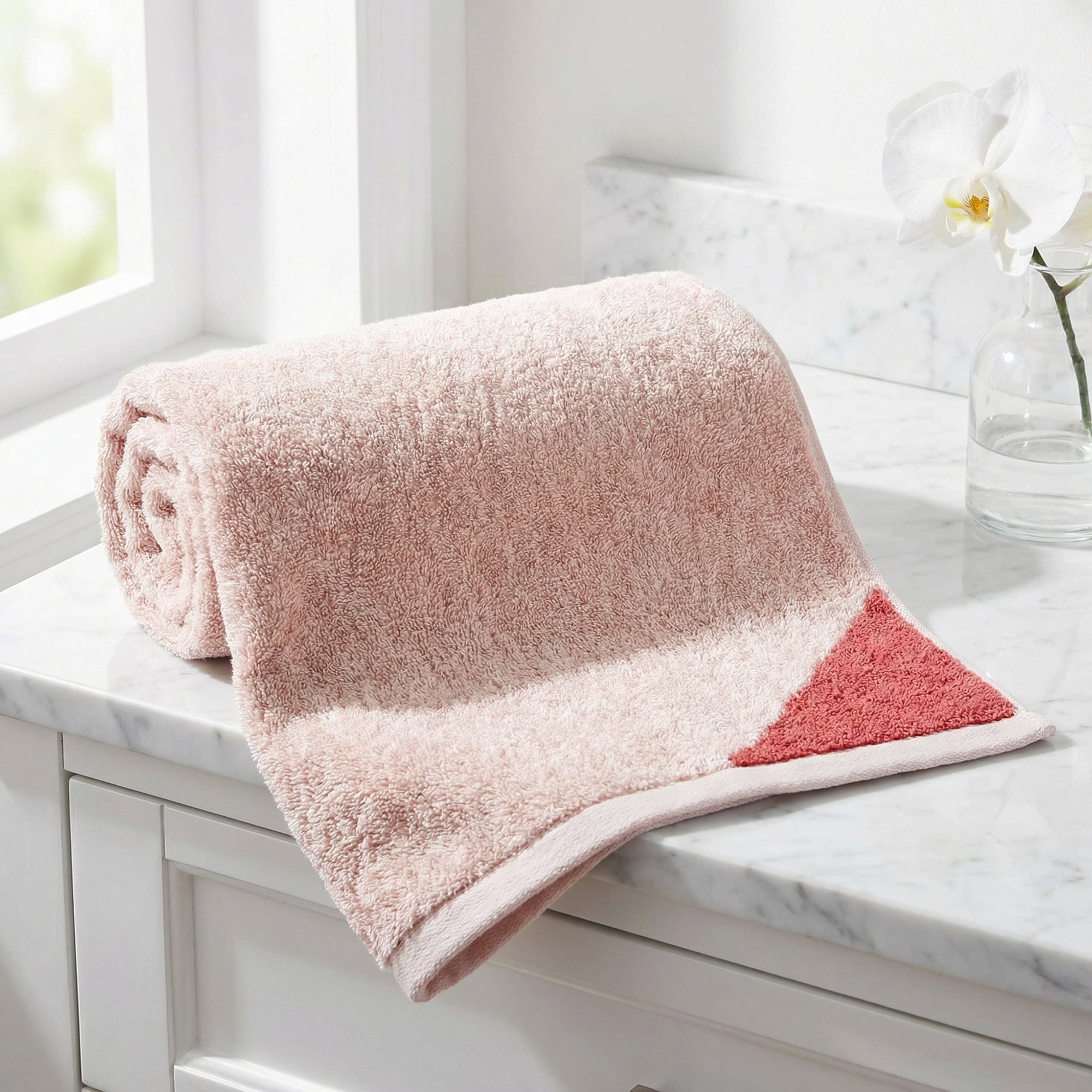 Unique Bargains 2Pcs Pure Cotton Soft Absorbent Hand Towels Orange 29" x 13"