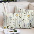 thumbnail image 2 of Spring Floral Throw Pillow Covers, Summer Botanical Sage Green Striped Soft Breathable Pillow Cases with Invisible Zipper for Sleeping, King Size Pillowcases for Couch Bed Sofa Chair 20x36 Inches, 2 of 9