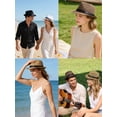 thumbnail image 6 of Gustave 2 Pack Short Brim Fedora Straw Hat for Men Women Classic 1920s Trilby Panama Hat Beach Sun Hat for Summer Casual Travel Gatsby Party, 6 of 6