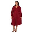 thumbnail image 6 of Plus Size V Neck Shimmer Empire Waist Midi Dress, 6 of 8