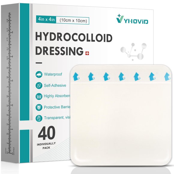 Apósito hidrocoloide para heridas YHOVID, paquete de 40 unidades, 10 x 10 cm, estéril