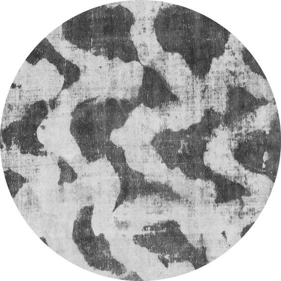 Ahgly Company Indoor Round Abstract Gray Modern Area Rugs, 5' Round