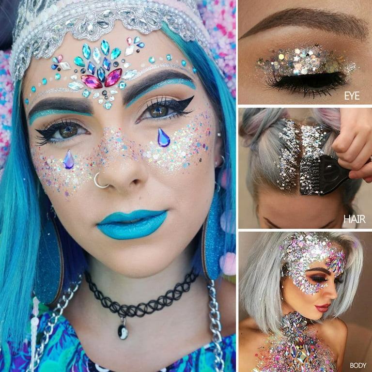  Holographic Body Glitter Gel for Body Face Hair Lip Makeup,  Sparkling Glitter Long-Lasting Waterproof Liquid Sequins for Women Girls  Perfect for Music Festival Halloween Concerts Art Party(04) : Beauty 