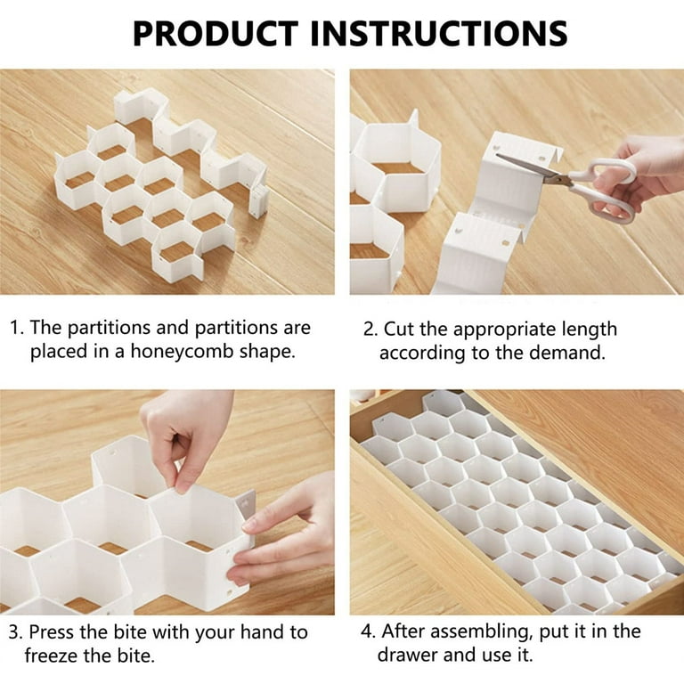White Honeycomb Plastic Grid Drawer Organizers Dividers Storage Cabinet  Clapboard for Underwear Socks Bras Ties Belts Scarves (8)