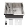thumbnail image 2 of Lordear 25 Inch Drop In Kitchen Sinks Stainless Steel Single Bowl 16 Gauge Topmount Sinks 25 x 22 x 10 With Rack & Drain Assembly & Grid, 2 of 4