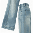thumbnail image 6 of Otqutp Teen Girls Flare Denim Pants Baggy Wide Leg Elastic Waist Jeans Kids Cute Trendy Casual Denim Bell Bottom School Jean Bootcut, 6 of 8