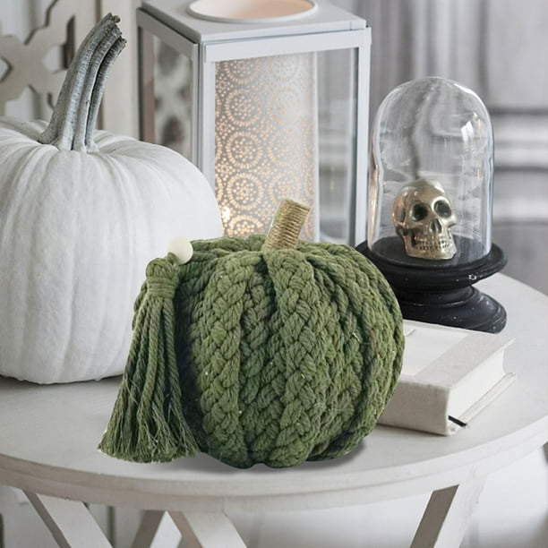 Calabaza decorativa de cuerda tejida a mano | Decoración artificial de otoño de 17 x 18 cm para Acción de Gracias y Halloween | Accesorio fotográfico y decoración para el hogar