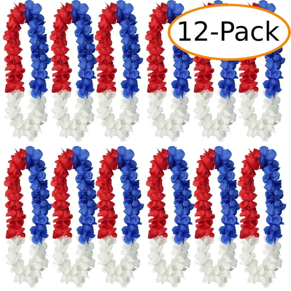 Red/White/Blue Patriotic Tricolor Hawaiian Leis 4th of July Leis