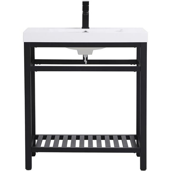 30 in. Single Bathroom Metal Vanity, Black