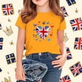 thumbnail image 2 of T-Shirt Graphique à Manches Courtes et Col Rond pour Enfants, Imprimé Drapeau Britannique, Mélange Doux de Polyester et Spandex, Haut Décontracté Respirant, Lavable en Machine, pour Garçons et Filles, 2 of 4