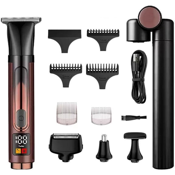 Back Shaver for Men, 4-in-1 Body Groomer with Long Handle, 180° Adjustable Electric Body Trimmer, Wet Dry Rechargeable Shaver with LED Display for Back, Chest and Body