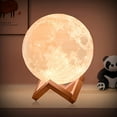 thumbnail image 3 of Moon Lamp 128 Colors Moon Night Light LED 3D Printed Moon Lamp 5.9 Inch Table Lamp with Stand and Remote Control USB Plug, 3 of 9