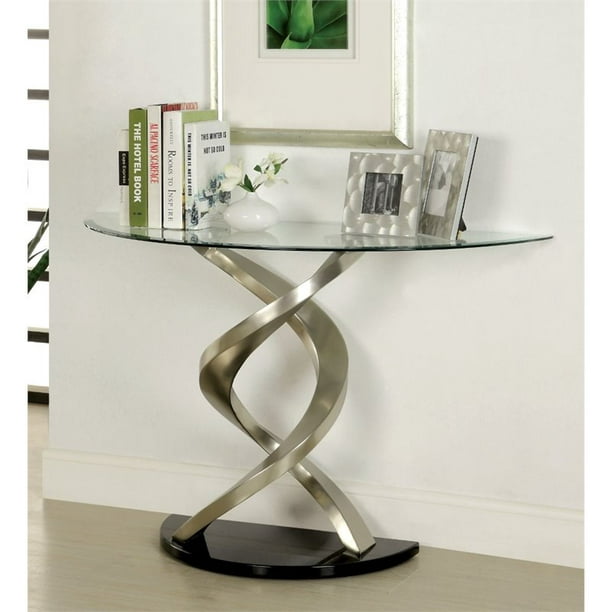 Bowery Hill Glass Top Console Table In, Small Console Table Glass Top