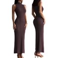 thumbnail image 3 of Women Bodycon Maxi Dress Casual Long Dresses Brown S, 3 of 7