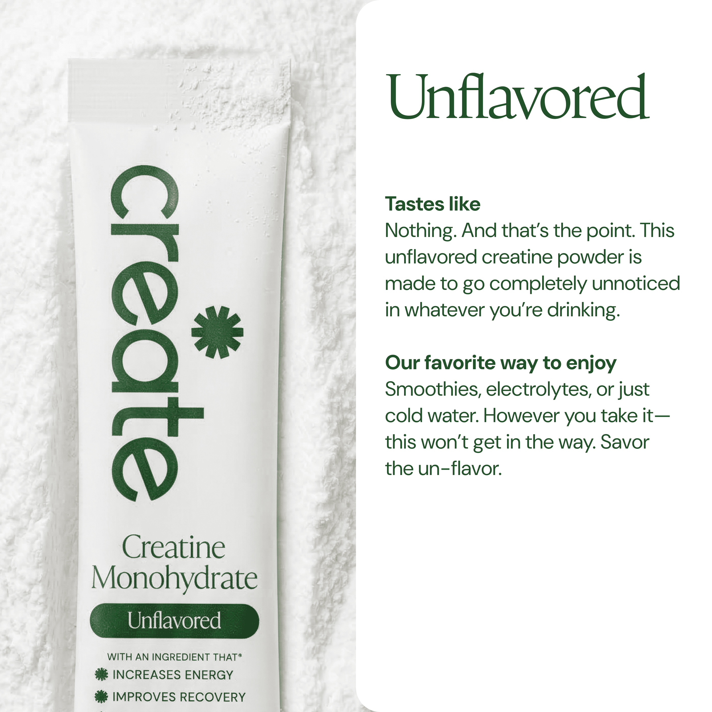 Create Creatine Monohydrate Powder, Unflavored, 30 Single-Serve Packs