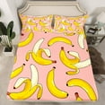 thumbnail image 2 of jejeloiu Banana Full Size Sheets,Tropical Fruit Bed Sheets,Yellow Pink Sheet Sets For Girls,Microfiber Bedroom Decor,4pcs, 2 of 7