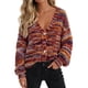 thumbnail image 1 of Suéter PRETTYGARDEN 2025 a Rayas con Cuello en V y Botones Talla Grande, 1 of 4
