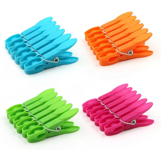 Pinzas para ropa, pinzas para tendedero, pinzas para lavar con resorte duradero, 4 colores, pinzas para tendedero (paquete de 24)