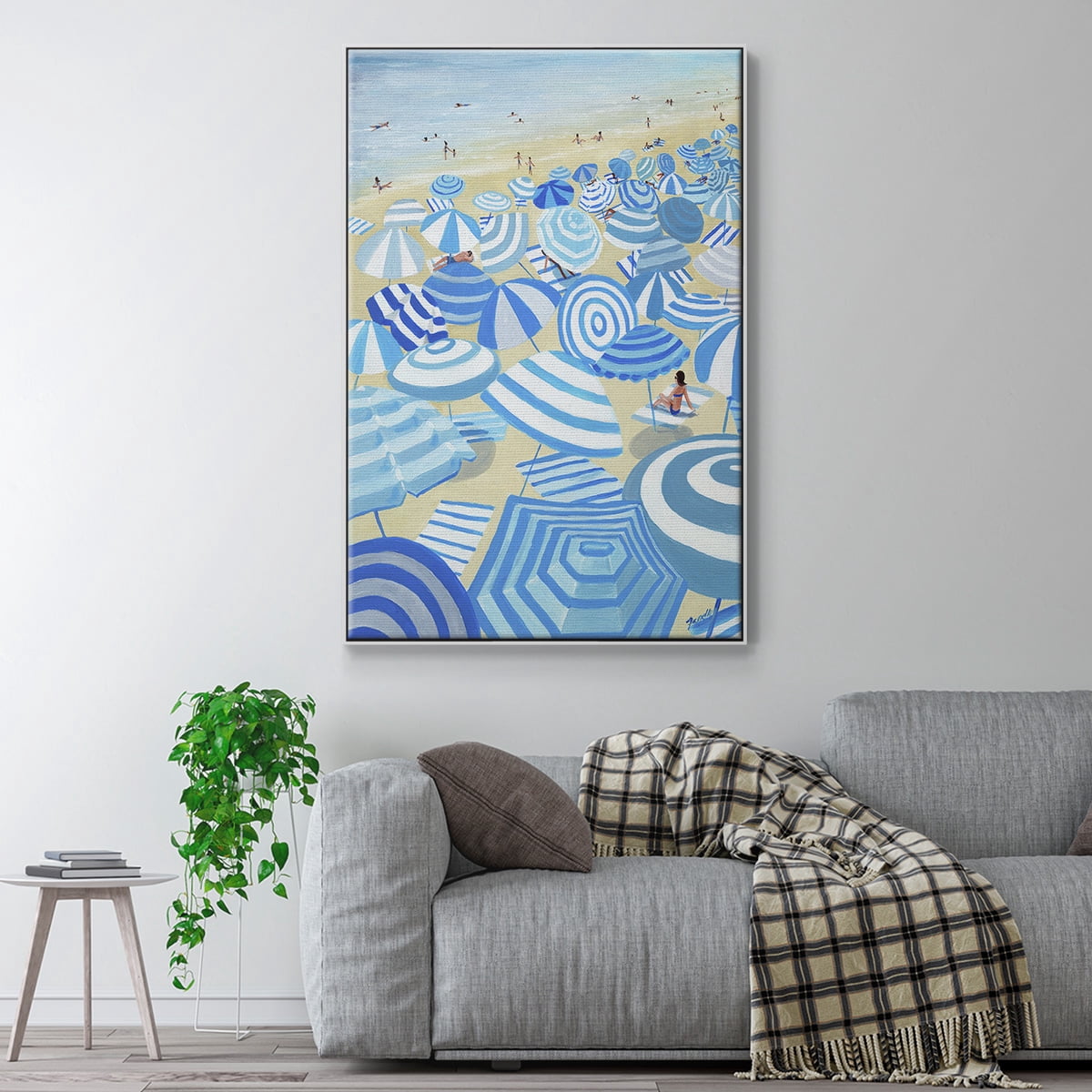 Sky Blue Beach Framed Premium Gallery Wrapped Canvas - Ready to Hang