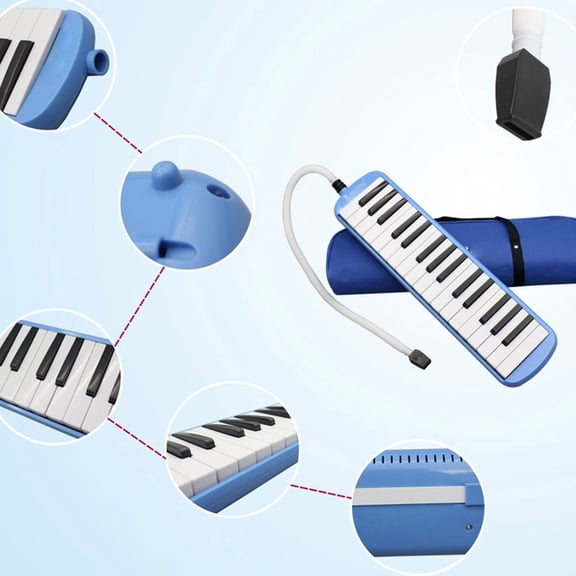 LOLIPPYY 32 Key Pianica Melodica Instrument Blue with Soft Carry Bag for Music Playing