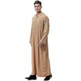 thumbnail image 2 of Men Muslim Saudi Robe Kaftan Dubai Tunic Long Top Blouse Thobe Clothes, 2 of 4