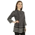 thumbnail image 2 of Moomaya Printed Mandarin Collar Pleated Tunic Shirt Casual Long Top For Leggings, 2 of 7