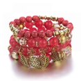 thumbnail image 4 of juegos de pulseras multicapa de cuentas bohemias: pulseras apilables con cuentas y colgante de hoja, joyería para mujer., 4 of 4