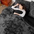 thumbnail image 4 of jejeloiu Rustic Victorian Floral 7-Piece Bedding Comforter Set,Wild Dragonfly King Bedding Sets,Black Damask Baroque Bed Sheets For Teens,Breathable Home Decor Reversible, 4 of 8