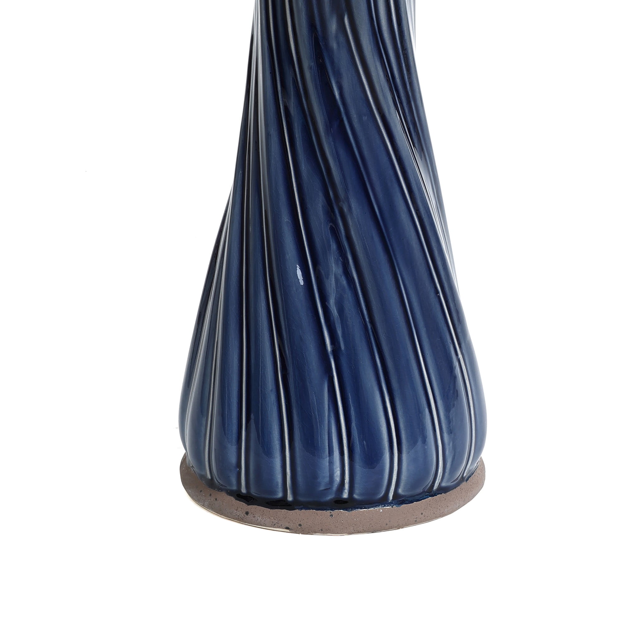 LuxenHome Blue Leaves and Swirl 22-Inch Tall Ceramic Birdbath