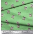 thumbnail image 3 of Soimoi Moss Georgette Fabric Stripe & Cat Animal Printed Fabric 1 Yard 42 Inch Wide, 3 of 3