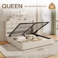 thumbnail image 2 of Lifezone Queen Linen Upholstered Storage Bed Frame with Button Tufted Wingback Headboard, Hydraulic Lift-Up Under-Bed Storage, Beige, 2 of 8