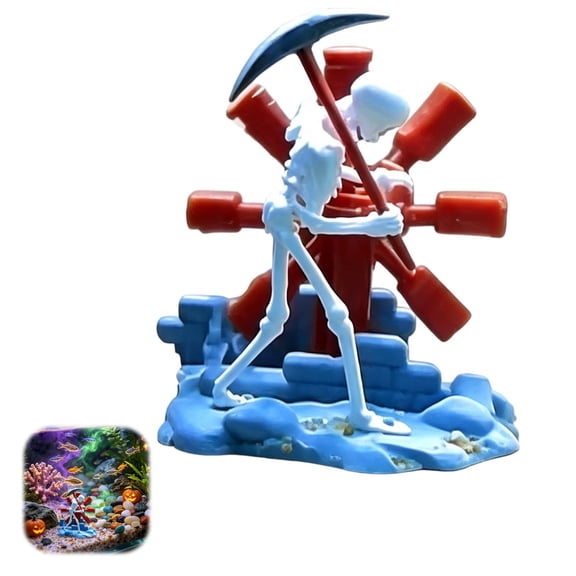 SMKE Dynamic Skeleton Aquarium Bubbler Ornament with Moving Air Pump Action for Halloween Fish Tank Decor Indoor Tabletop Display Accent Piece for Adults