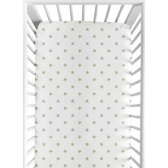 Sweet Jojo Designs Celestial Gold and White Fitted Crib Sheet