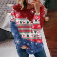 thumbnail image 2 of Sudaderas de cuello redondo de Navidad de manga larga para mujer, suéter holgado informal, blusa con estampado de Papá Noel y gato bonito Fridja FKASFK207, 2 of 6