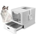 thumbnail image 1 of Arenero para gato de acero inoxidable con cajón apto cerrado con pala 51 x 41 x 38 cm para gatos grandes gris, 1 of 8
